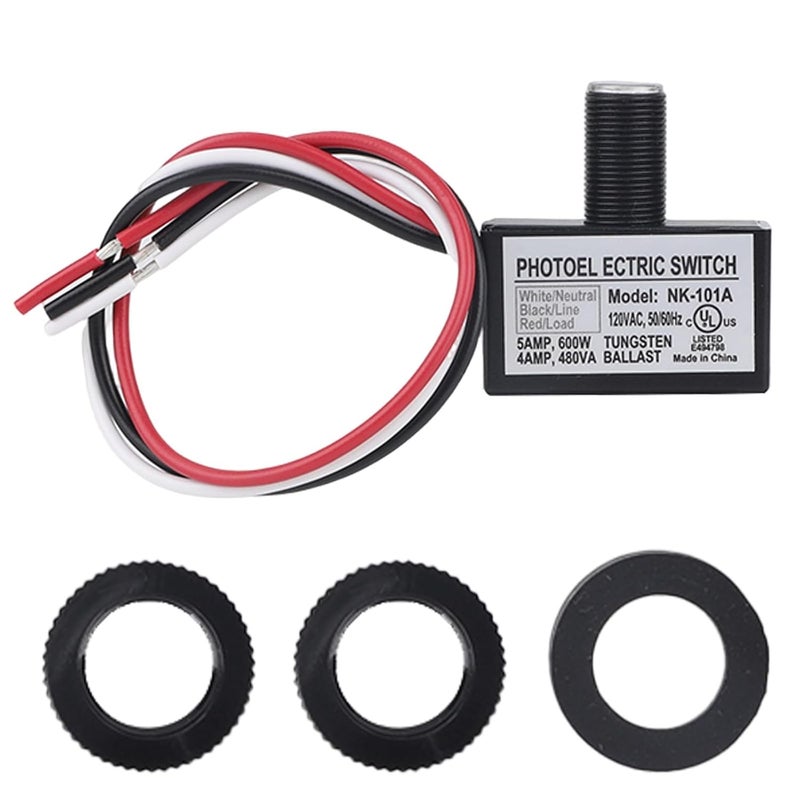 BTFO 105V-130V AC Photocell Light Control Sensor, Photocell Sensor with Nuts and Washer Dusk to Dawn Auto On/Off Photoelectric Switch for Outdoor Lighting - Image 1